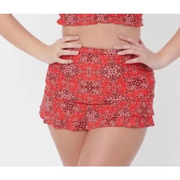 Unique Vintage Red Bandana Print Alice Swim Skirt 1X NWOT - Picture 3 of 6